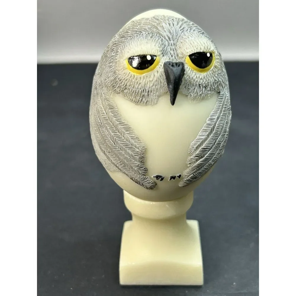 Hand Painted  Egg Shaped Owl And Mouse Figurines Vtg EGGCENTRICS by Bristar‎